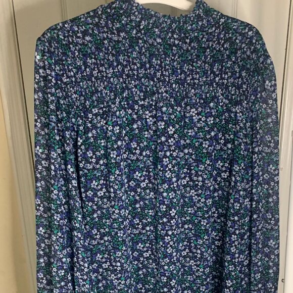 Reitmans Blue Floral Long Sleeve Mini Dress - Picture 1 of 6